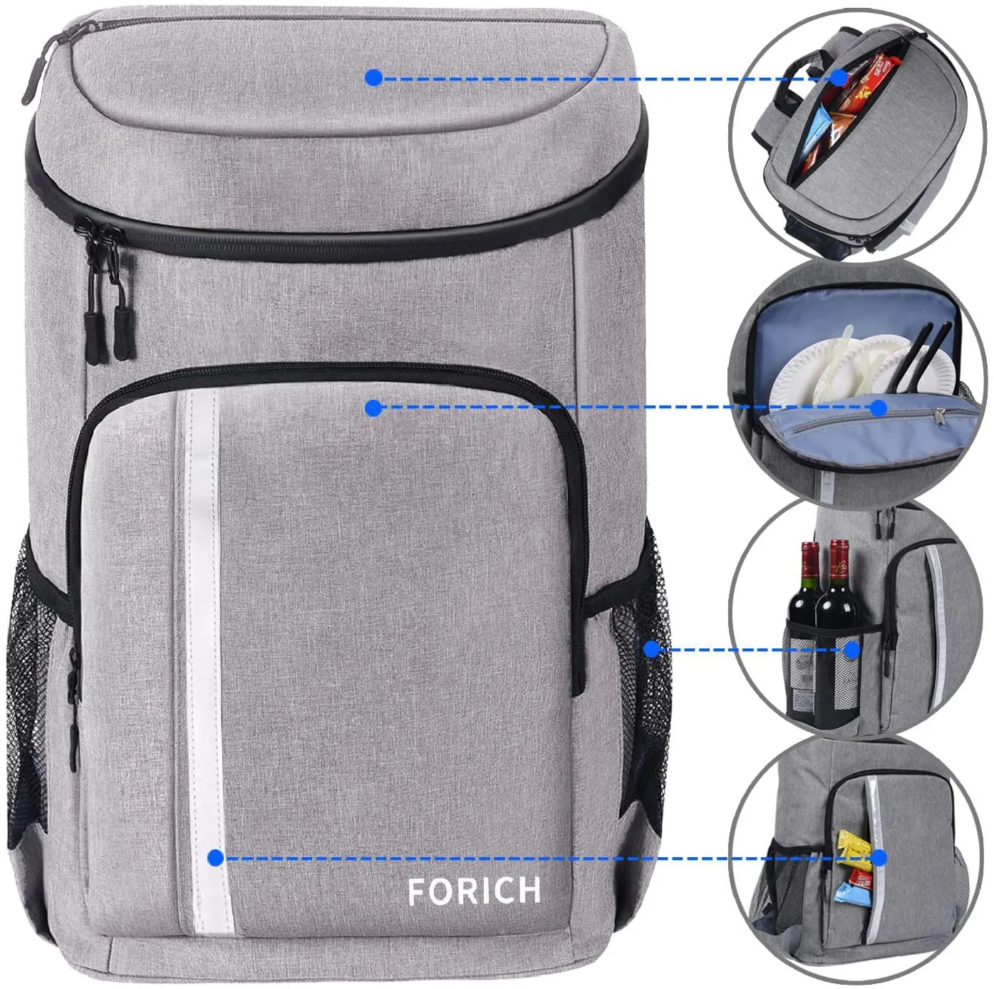 Backpack Cooler Leakproof Insulated Waterproof Cooler Bag, Lightweight Soft Beach Cooler Backpack Picnics Camping Hiking, Holds 30 Cans