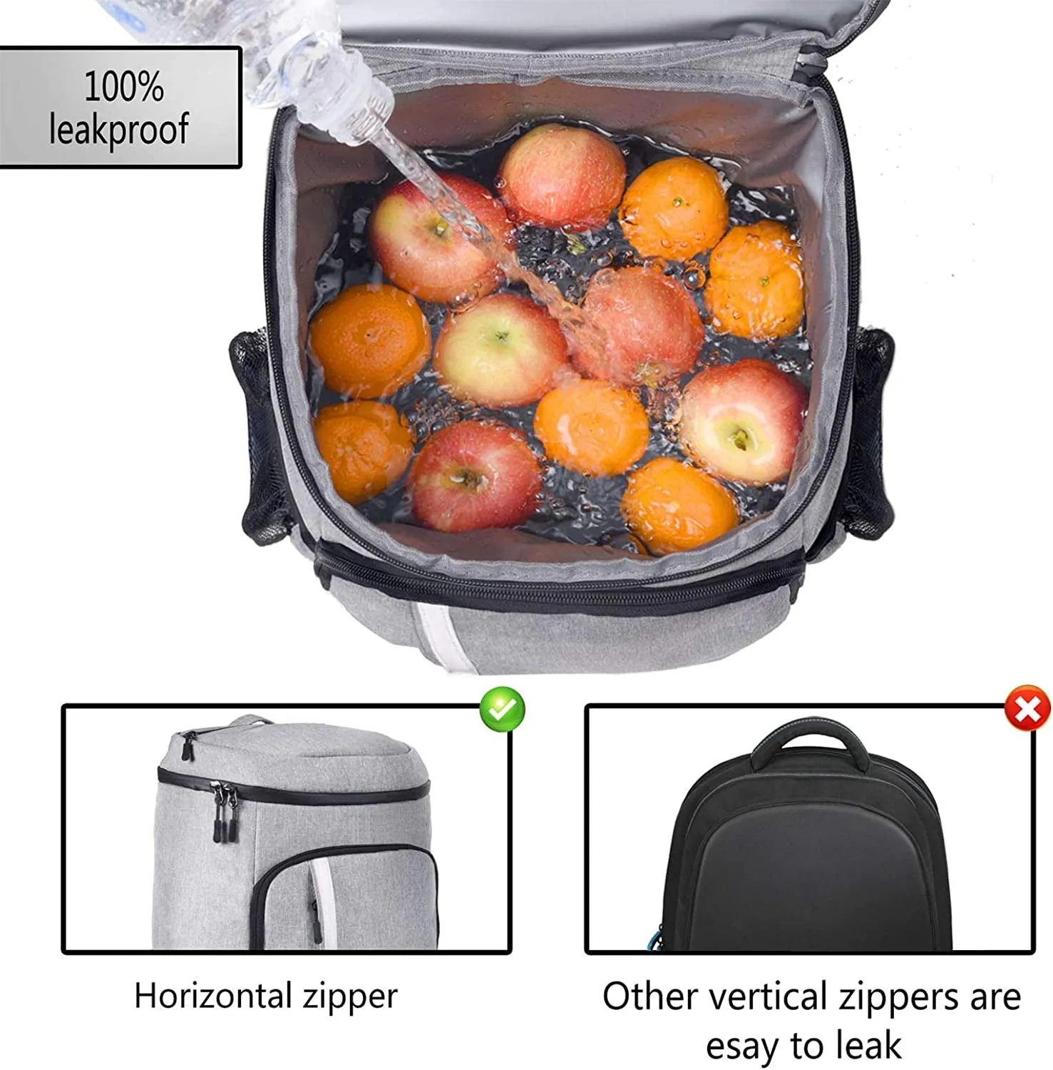 Backpack Cooler Leakproof Insulated Waterproof Cooler Bag, Lightweight Soft Beach Cooler Backpack Picnics Camping Hiking, Holds 30 Cans