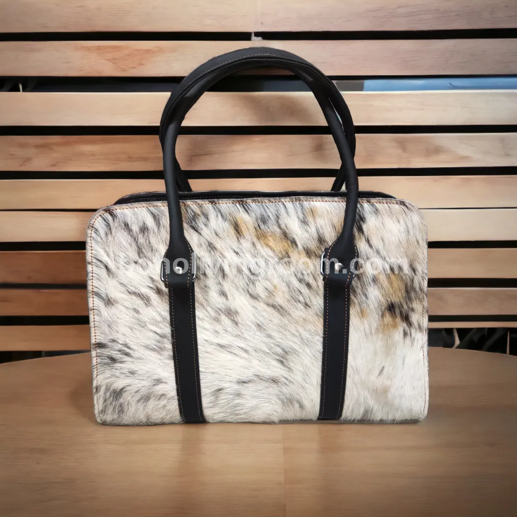 Black White Natural Cowhide Shoulder Bag