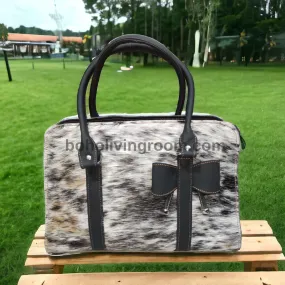 Black White Natural Cowhide Shoulder Bag
