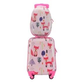 BONTOUR 2 pcs kids' luggage set, backpack   trolley, scratch-resistant (fox)