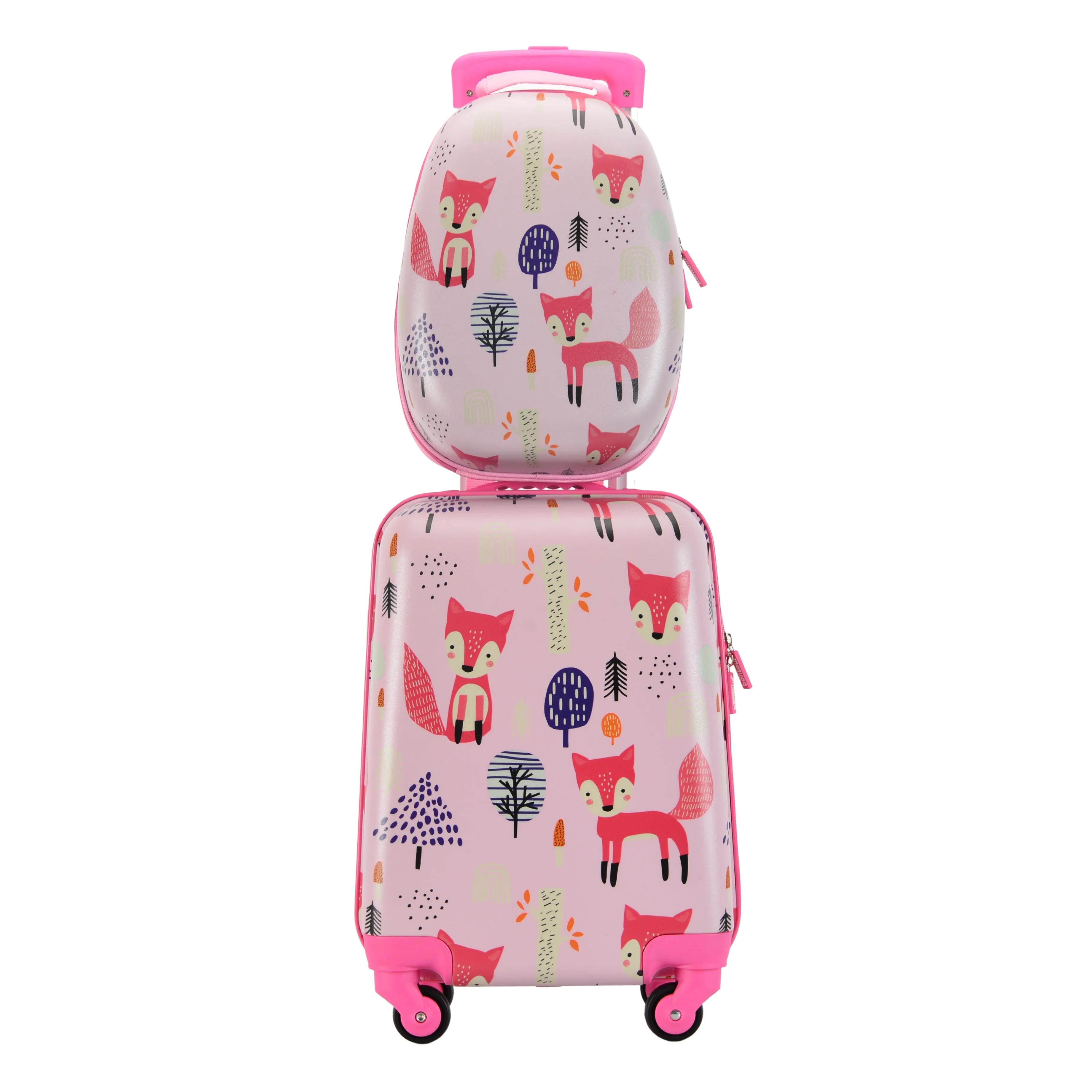 BONTOUR 2 pcs kids' luggage set, backpack   trolley, scratch-resistant (fox)