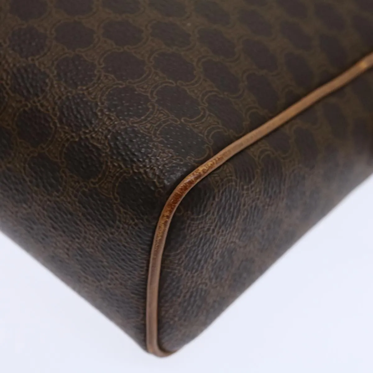 CELINE Macadam Canvas Clutch Bag PVC Brown Auth bs13616