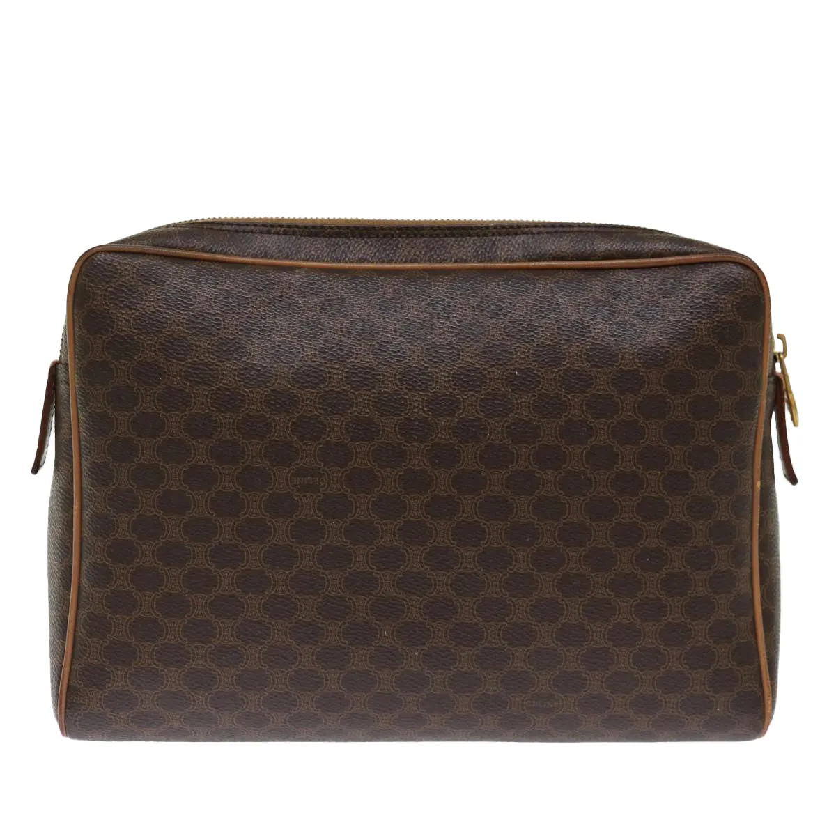 CELINE Macadam Canvas Clutch Bag PVC Brown Auth bs13616