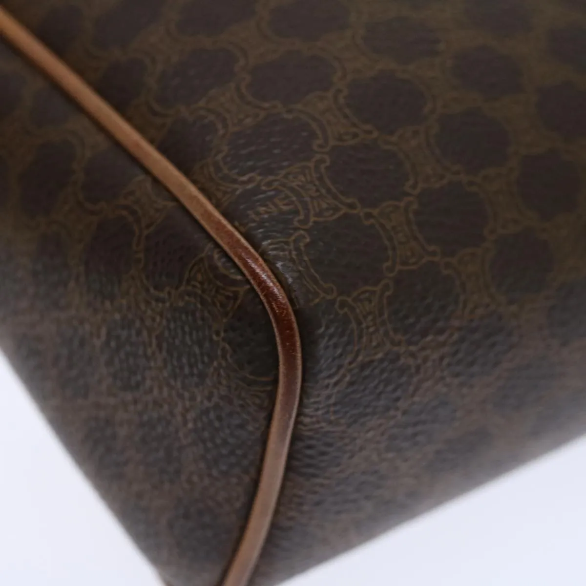 CELINE Macadam Canvas Clutch Bag PVC Brown Auth bs13616