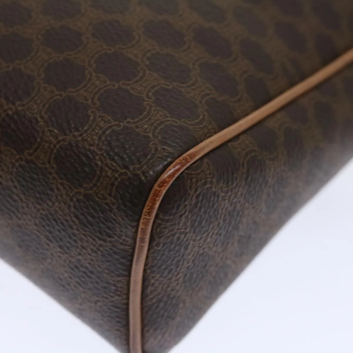 CELINE Macadam Canvas Clutch Bag PVC Brown Auth bs13616