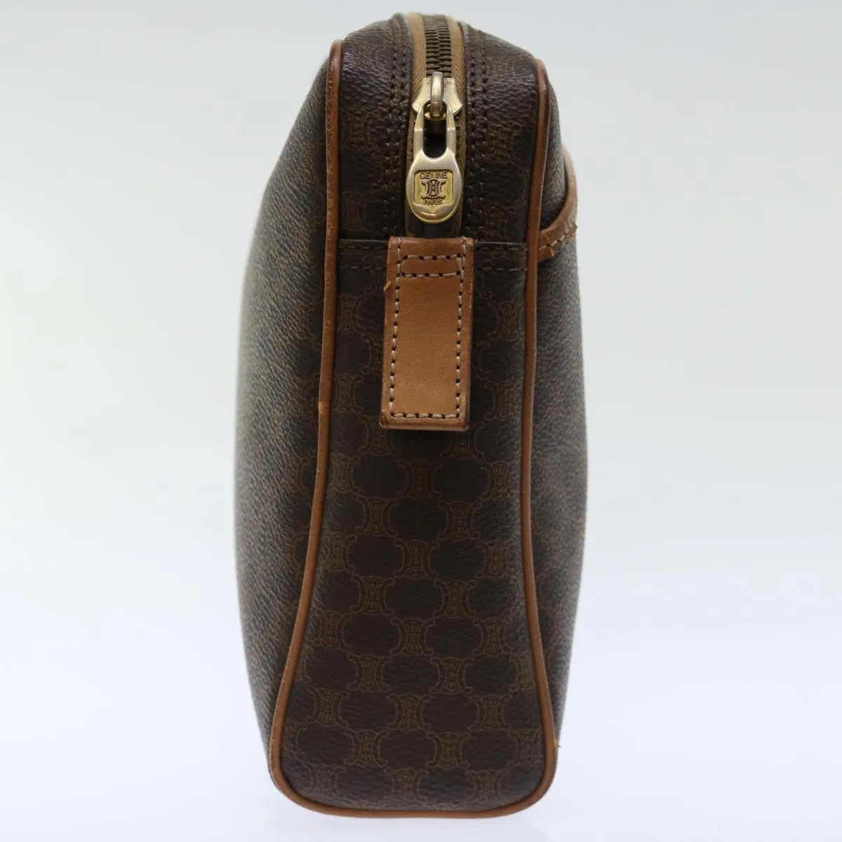CELINE Macadam Canvas Clutch Bag PVC Brown Auth bs13616