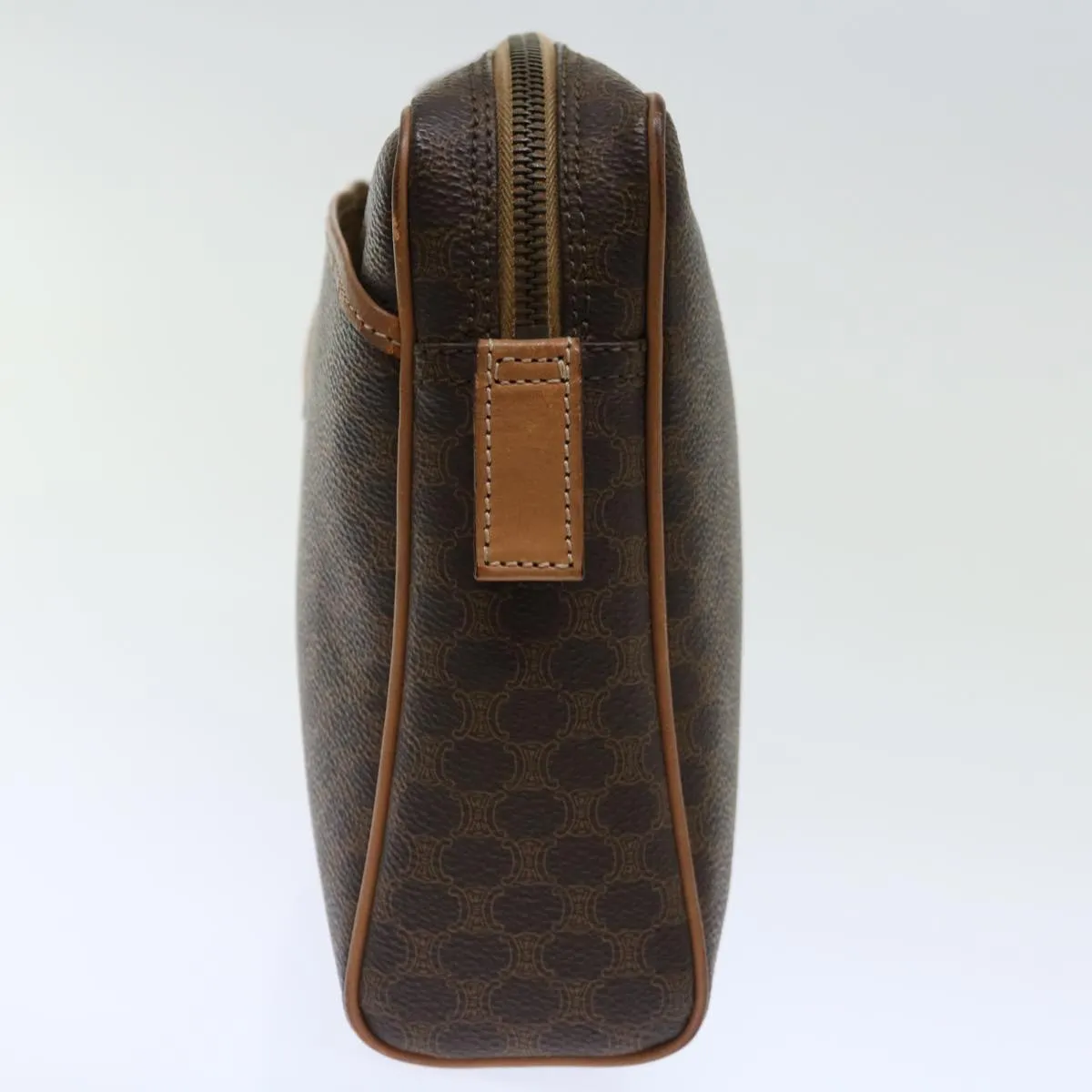 CELINE Macadam Canvas Clutch Bag PVC Brown Auth bs13616