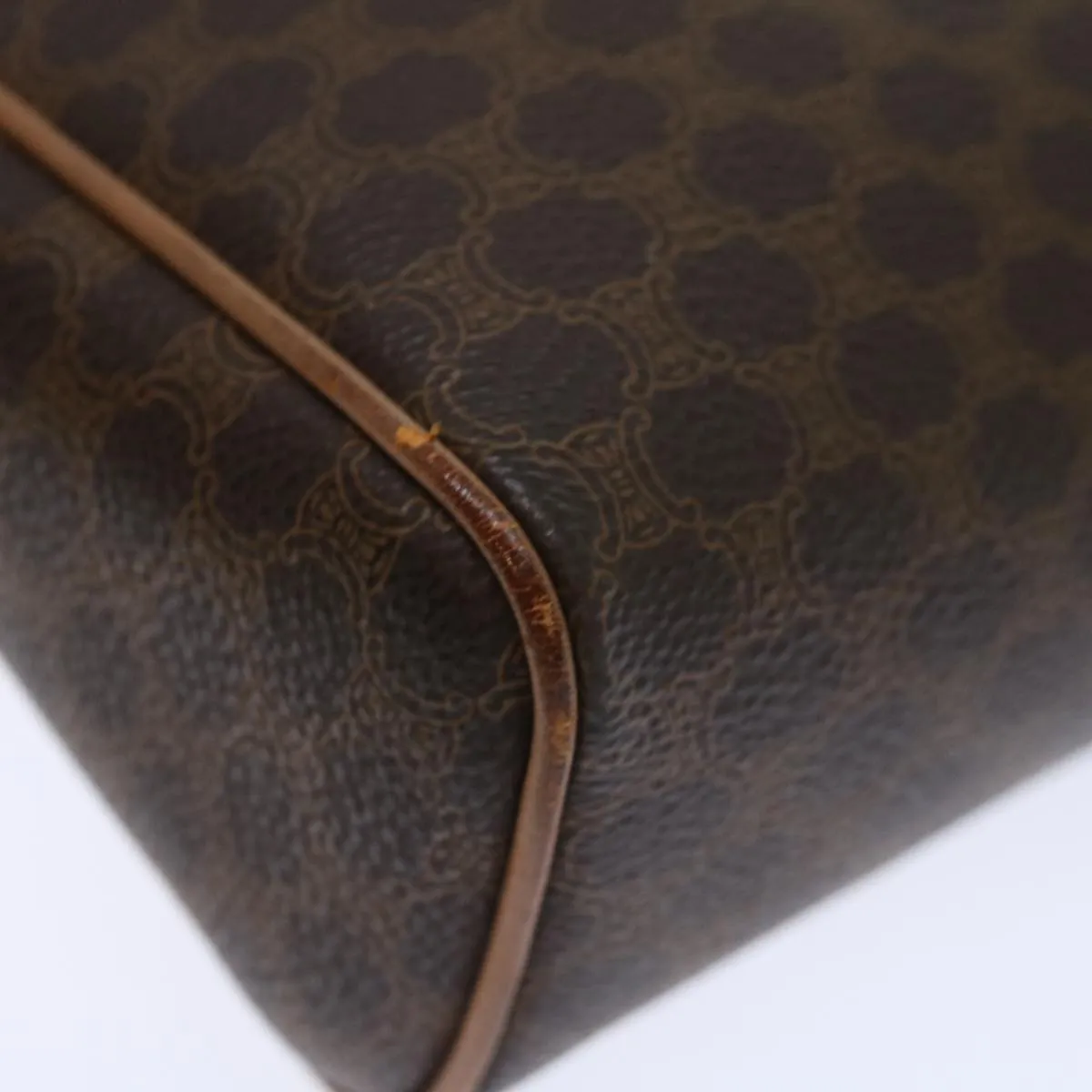 CELINE Macadam Canvas Clutch Bag PVC Brown Auth bs13616