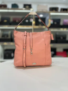 COACH Pink Soft Pebbled Leather Hobo Shoulder Bag For Women