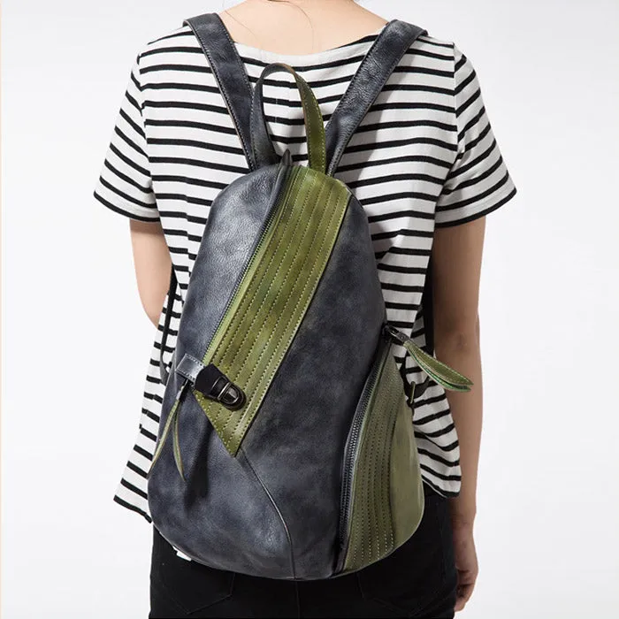 Fashion Leather Ladies Genunie Leather Backpack Purse Book Bags for Women