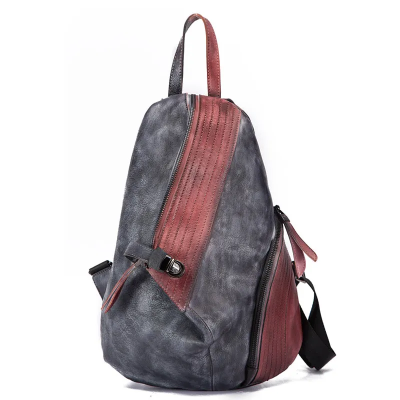 Fashion Leather Ladies Genunie Leather Backpack Purse Book Bags for Women