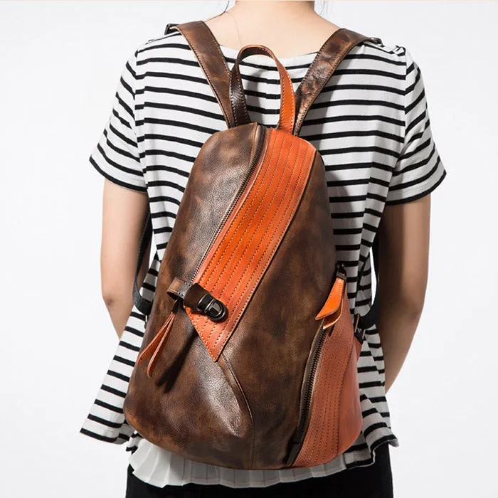 Fashion Leather Ladies Genunie Leather Backpack Purse Book Bags for Women