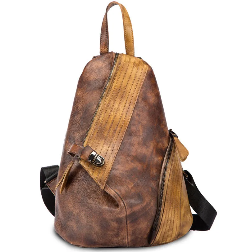 Fashion Leather Ladies Genunie Leather Backpack Purse Book Bags for Women