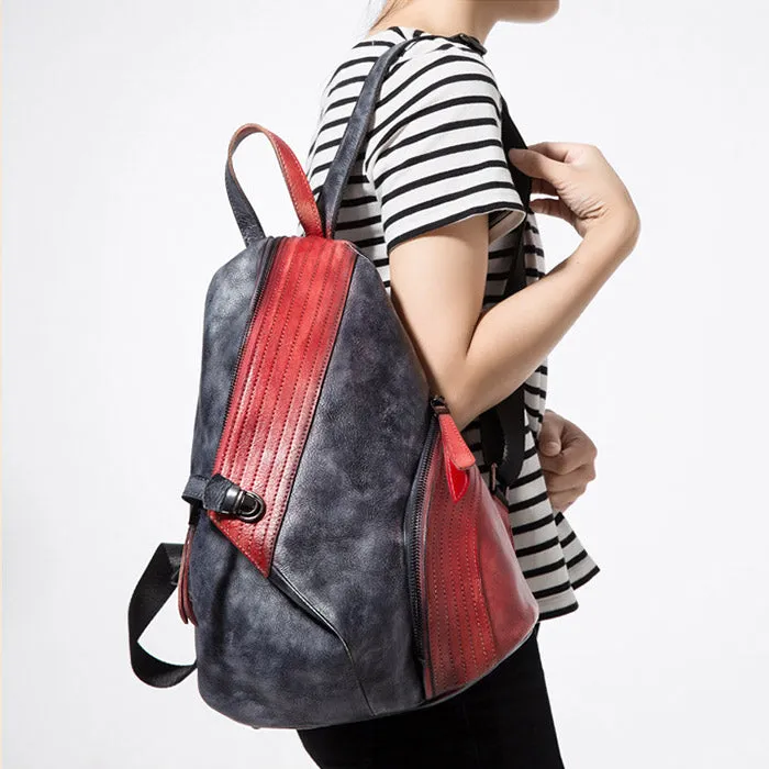 Fashion Leather Ladies Genunie Leather Backpack Purse Book Bags for Women