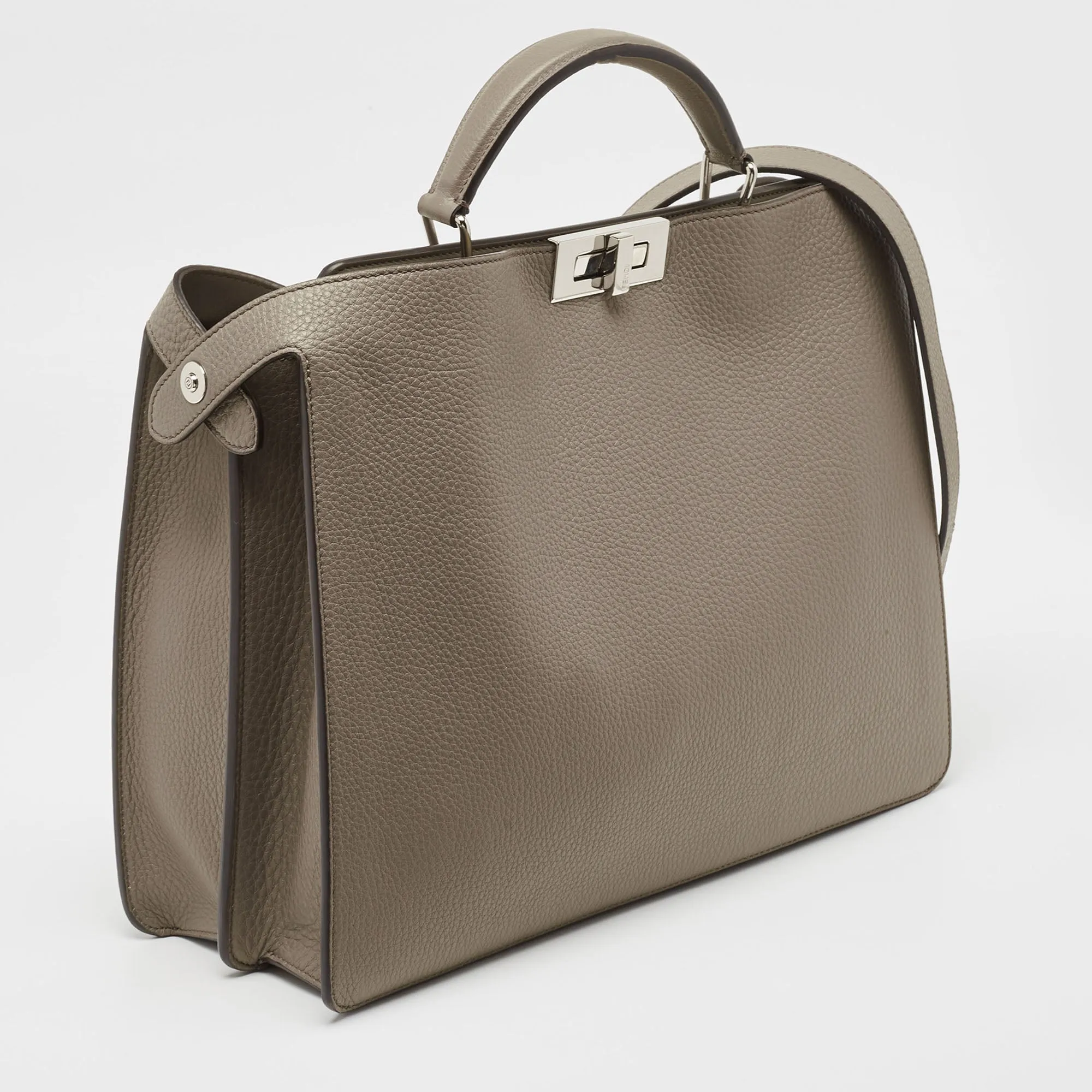 Fendi Beige Leather Medium Peekaboo Iseeu Top Handle Bag