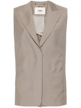 FENDI Embroidered Logo Mohair Wool Waistcoat