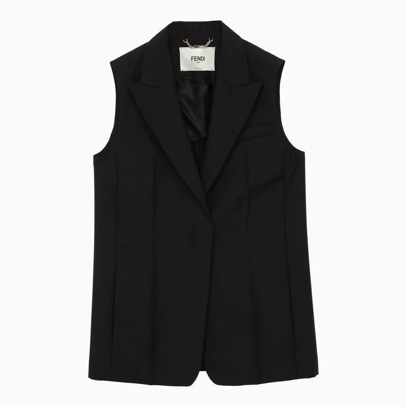 FENDI Embroidered Logo Mohair Wool Waistcoat