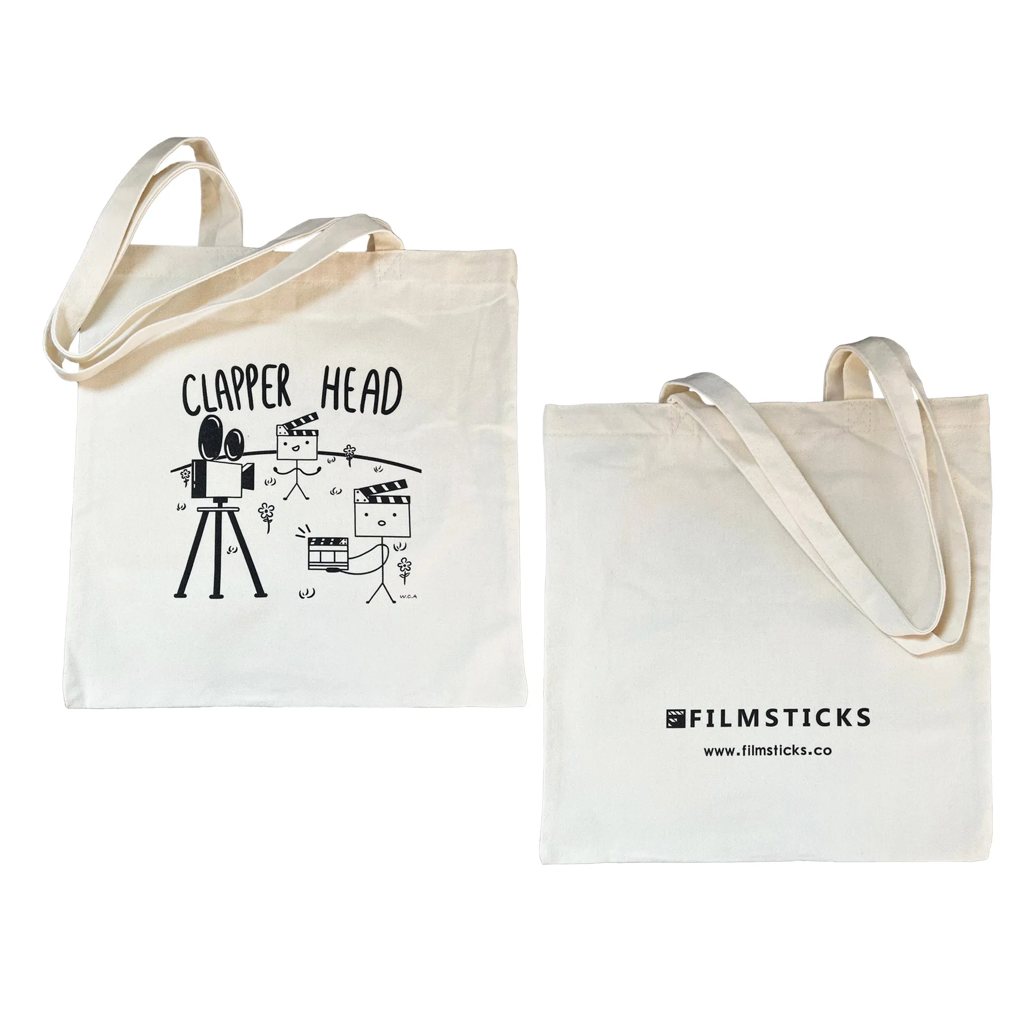 Filmsticks Clapper Head Tote Bag with Longer Carry Straps - Beige