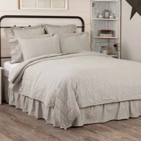 Hatteras Seersucker Blue Ticking Stripe Luxury King Quilt Coverlet 120Wx105L