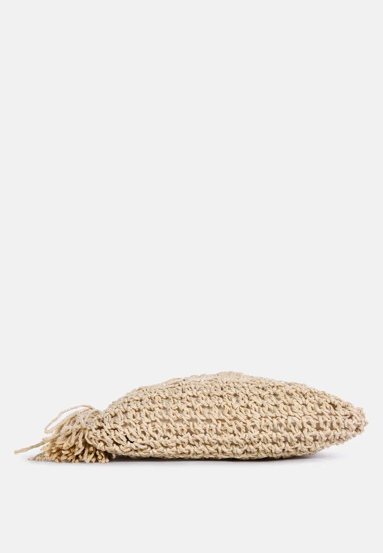 Hay Day Beige Paper Straw Crochet Bag