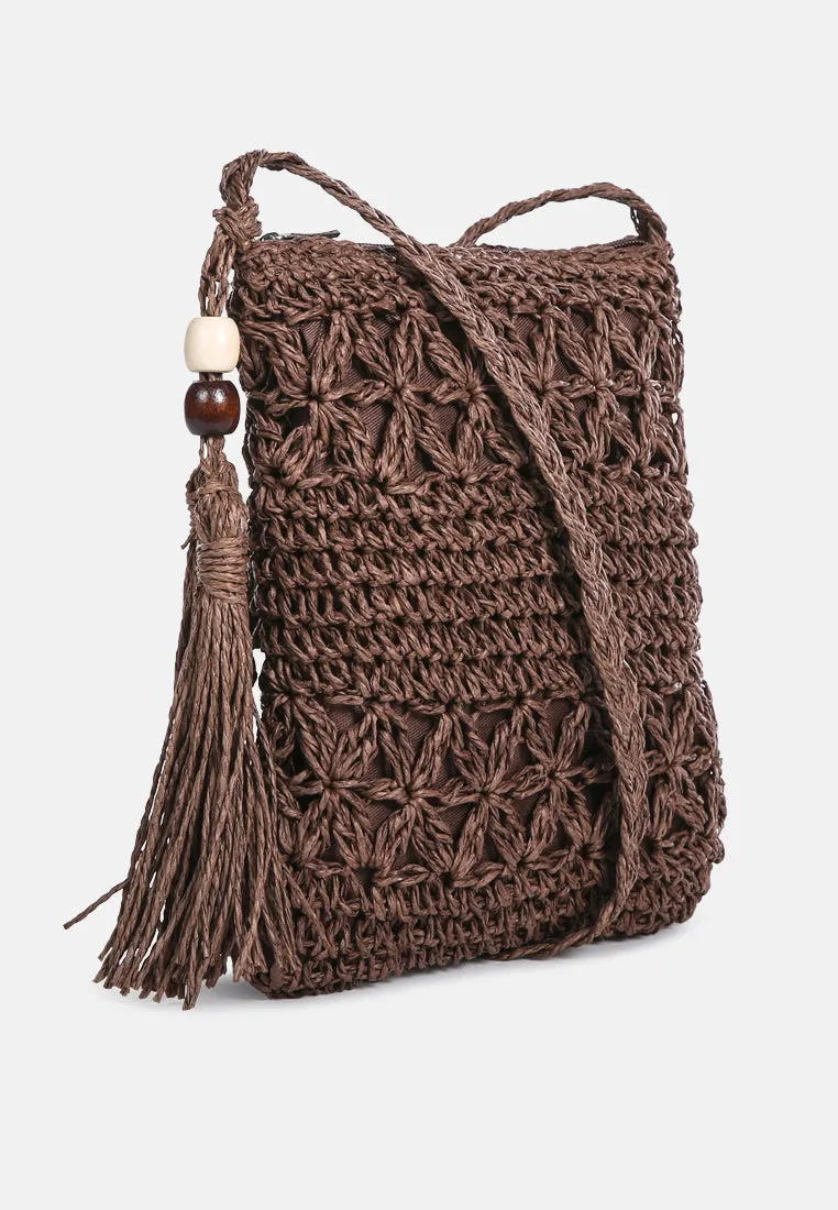 Hay Day Beige Paper Straw Crochet Bag