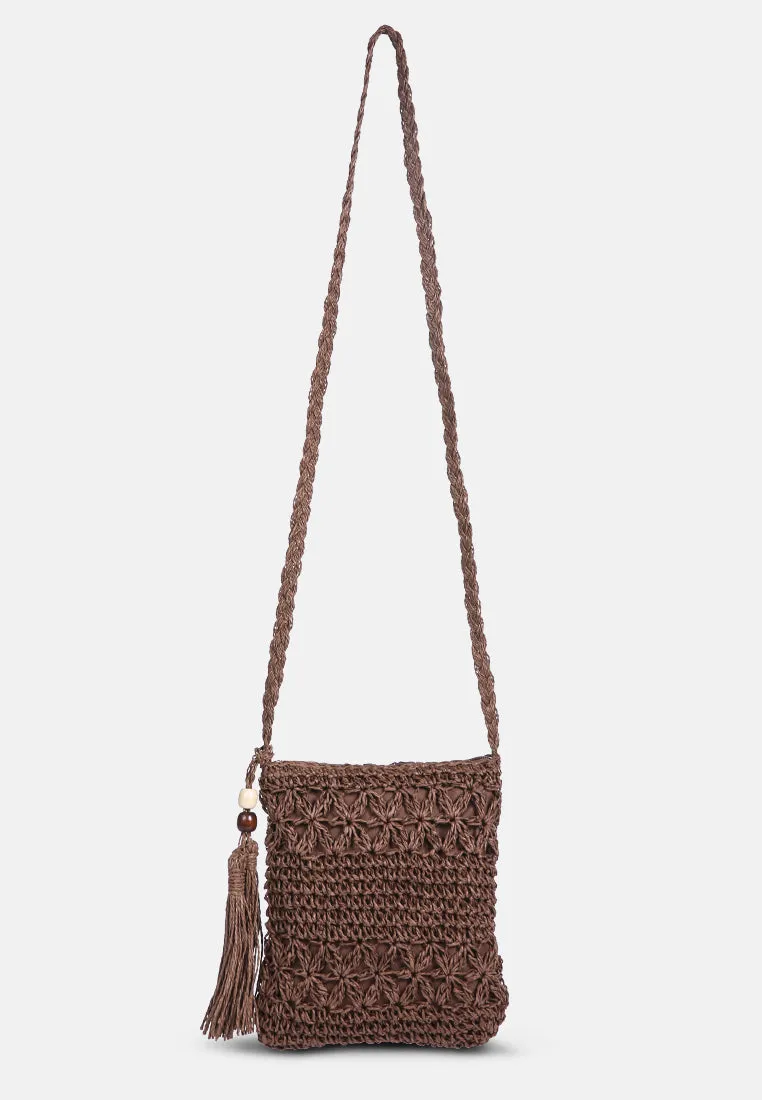 Hay Day Beige Paper Straw Crochet Bag