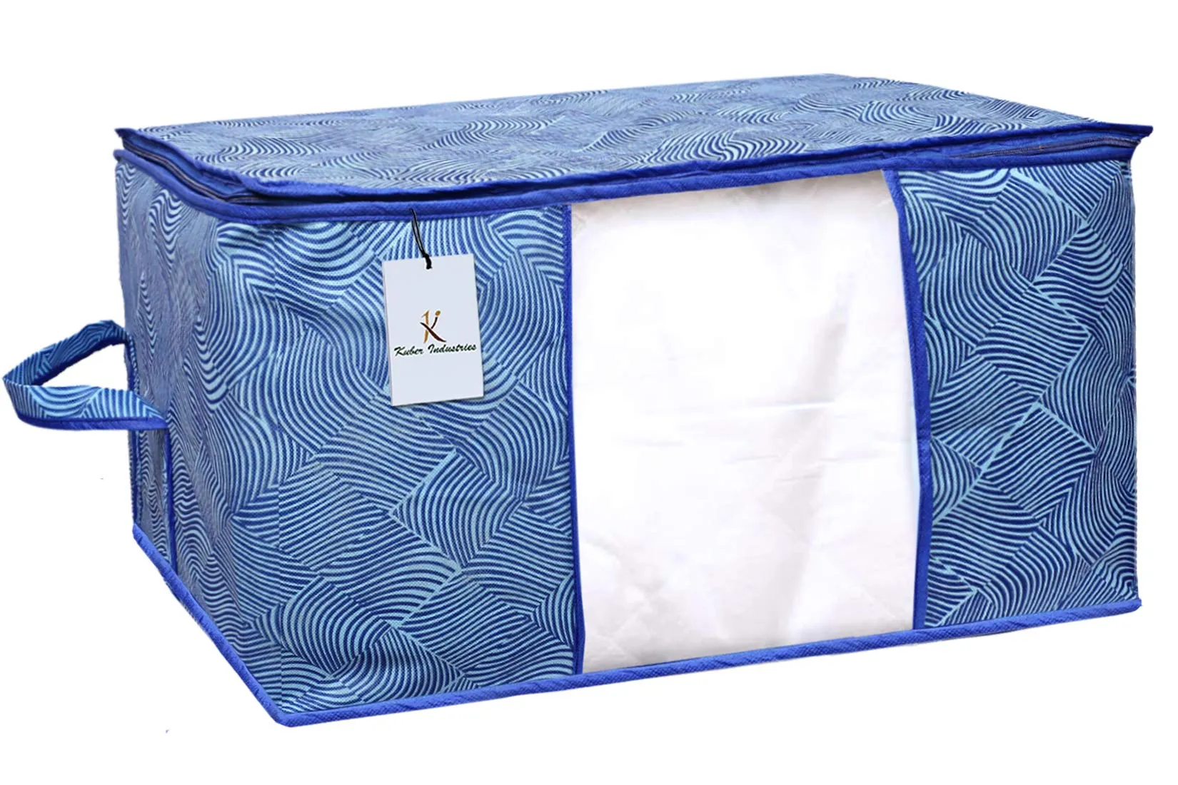 Kuber Industries Leheriya Design Underbed Blanket Cover Storage Bag Organiser Set of 5 - (Royal Blue, Extra Large Size - CTKTC15225),Standard