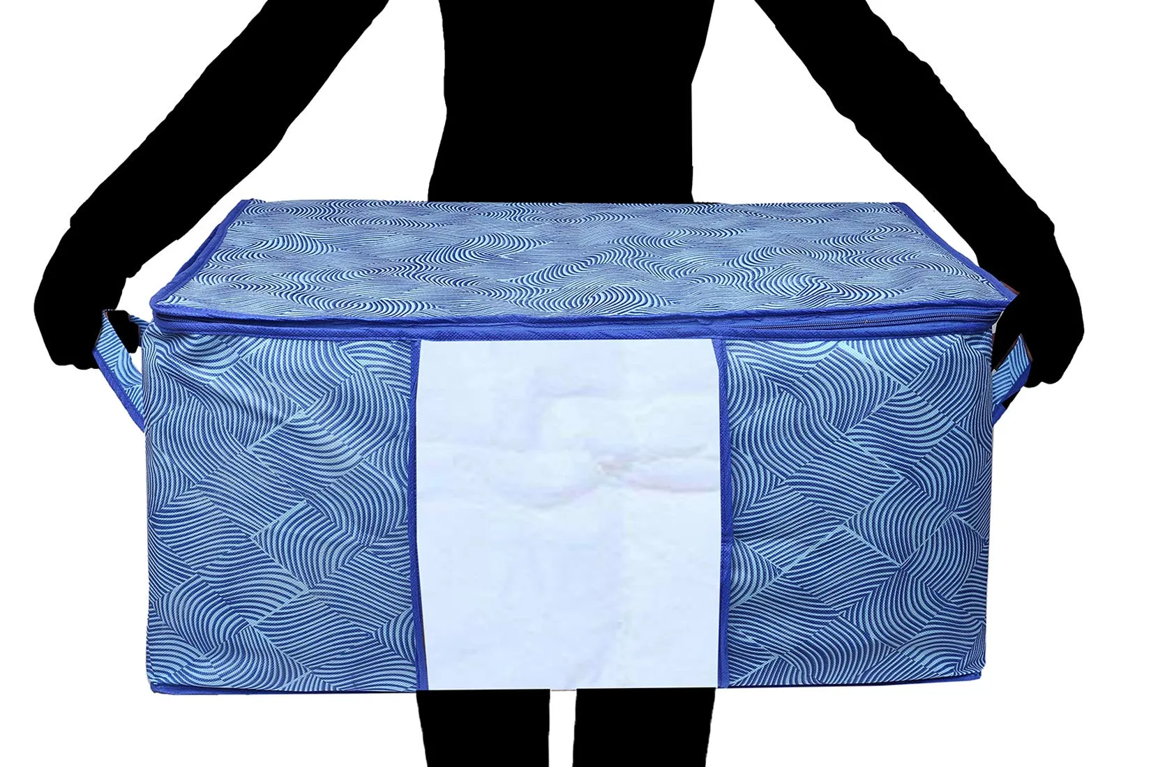 Kuber Industries Leheriya Design Underbed Blanket Cover Storage Bag Organiser Set of 5 - (Royal Blue, Extra Large Size - CTKTC15225),Standard