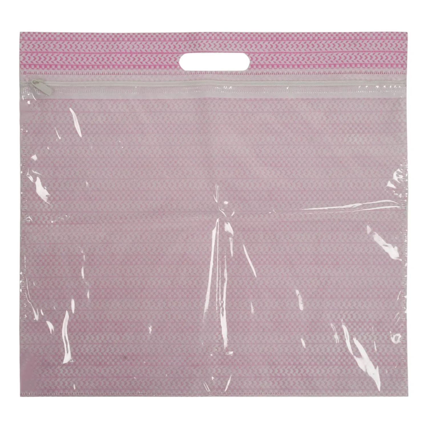 Kuber Industries Non-Woven Wardrobe Organizer/Gift Bags/Storage Bag For Store Saree, Lehenga, Suit With Transparent Window With Handle- Pack of 12 (Pink)