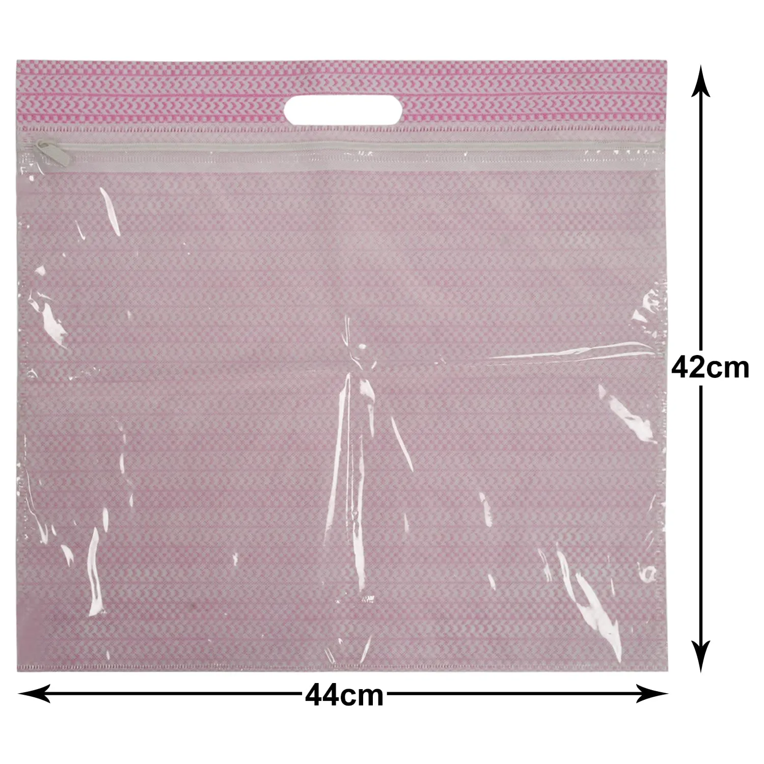 Kuber Industries Non-Woven Wardrobe Organizer/Gift Bags/Storage Bag For Store Saree, Lehenga, Suit With Transparent Window With Handle- Pack of 12 (Pink)