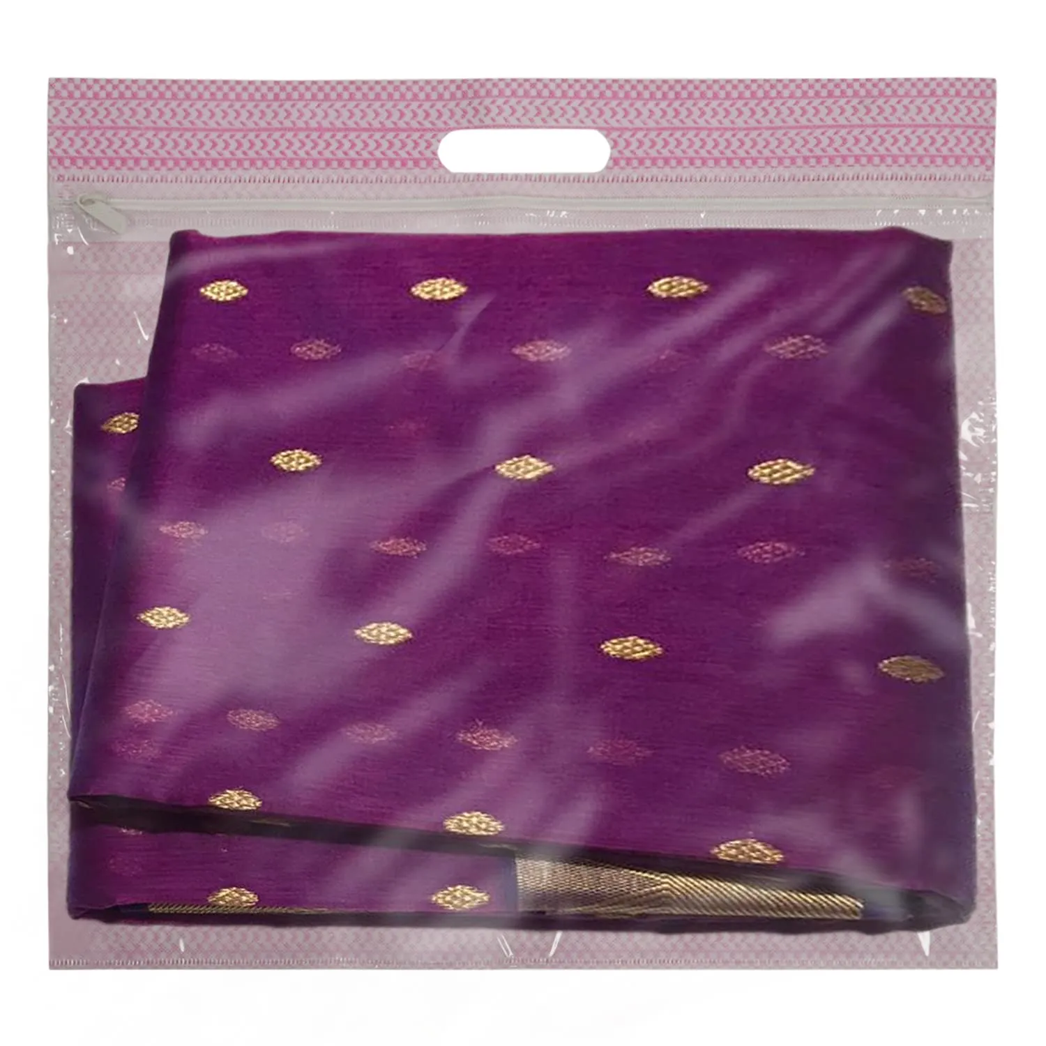 Kuber Industries Non-Woven Wardrobe Organizer/Gift Bags/Storage Bag For Store Saree, Lehenga, Suit With Transparent Window With Handle- Pack of 12 (Pink)