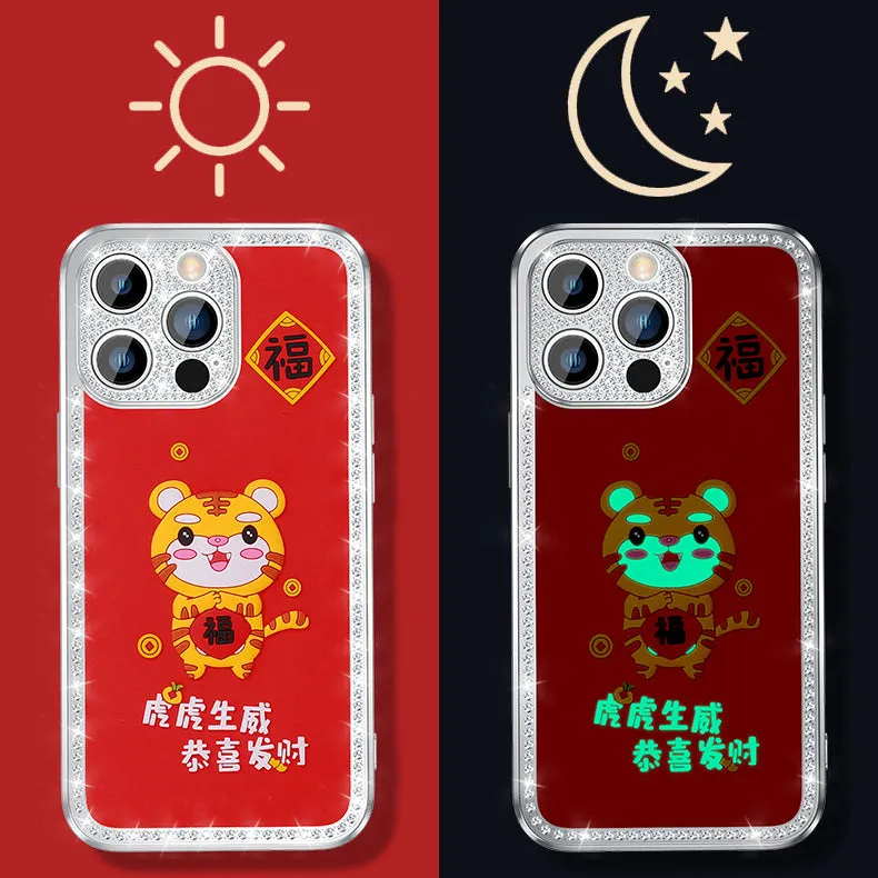 Kylin Armor 3D Tiger CNY Diamond Luminous Case Cover