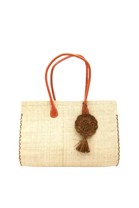 Monte Carlo Big Straw Beach Bag with Dreamcatcher Tassel Charm Embellishment