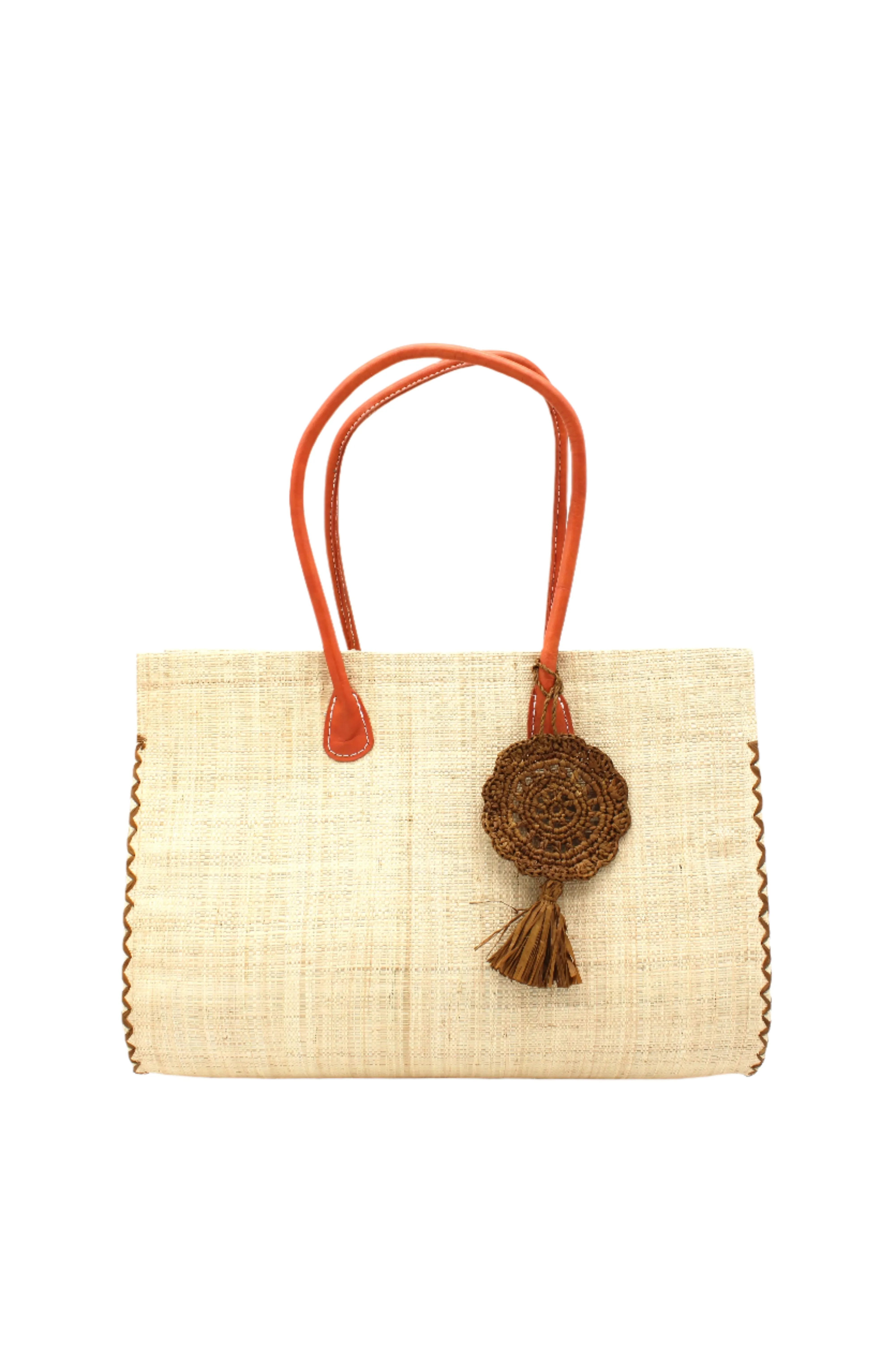Monte Carlo Big Straw Beach Bag with Dreamcatcher Tassel Charm Embellishment