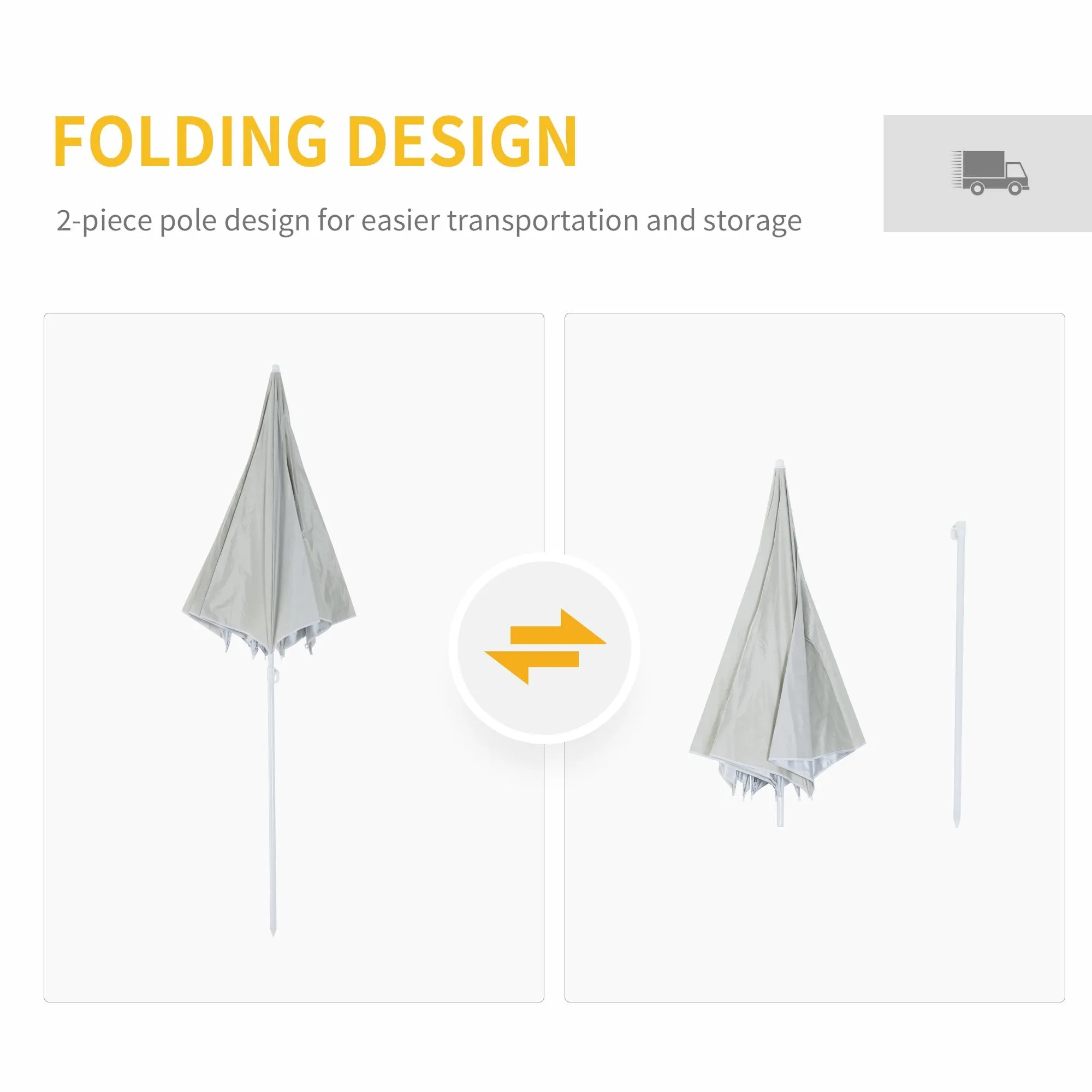 Oasis 2.2 m Outdoor Fishing Parasol Umbrella with Side Panel - White