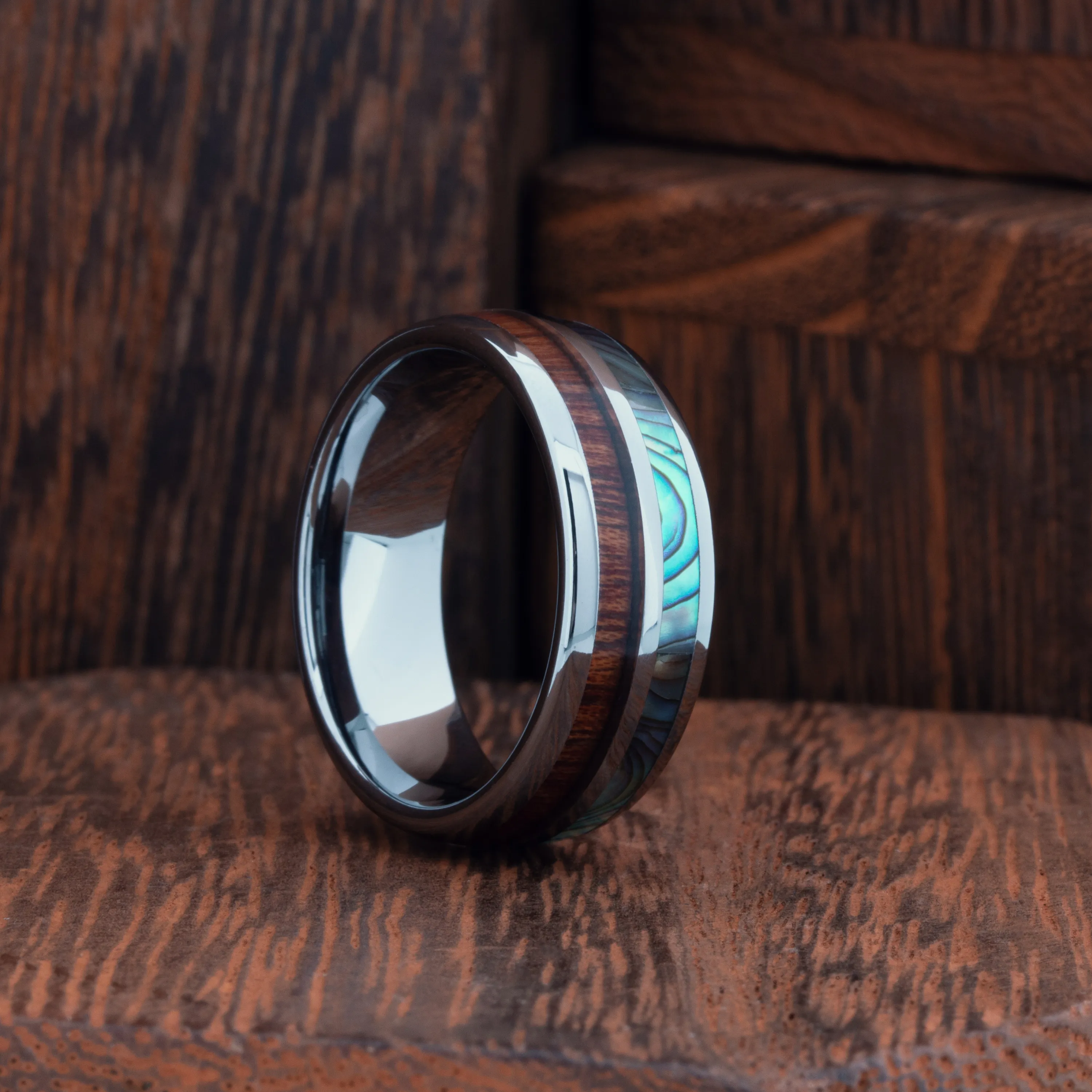 Ocean Wood - Half Abalone & Half Koa Wood (8mm)