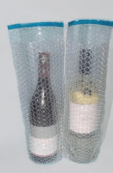 Pack of 10 - Champagne Bottle Bubble Wrap Bags - 180 x 435mm   Self seal lip - 10 pk