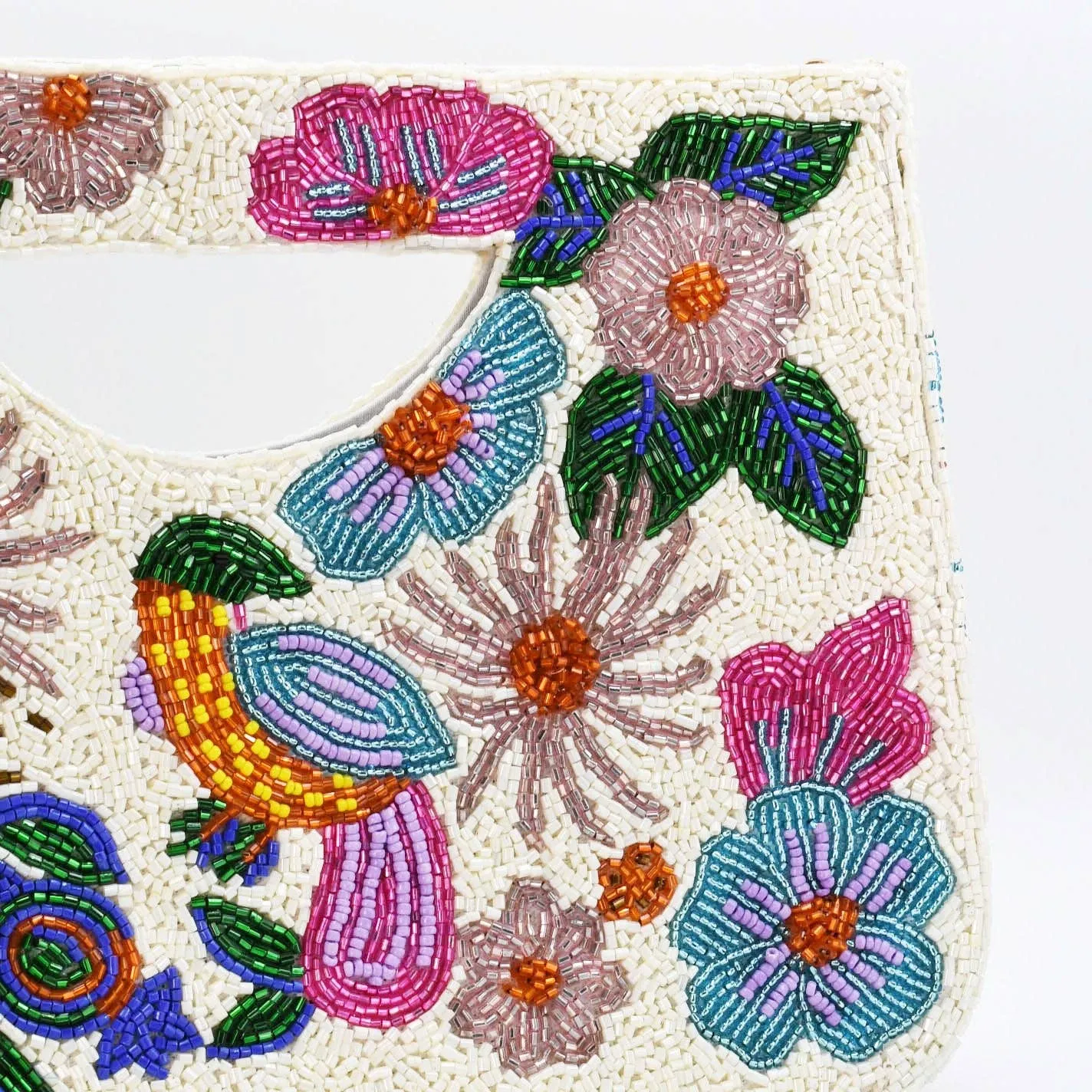 Paradise Bird Beaded Clutch Bag