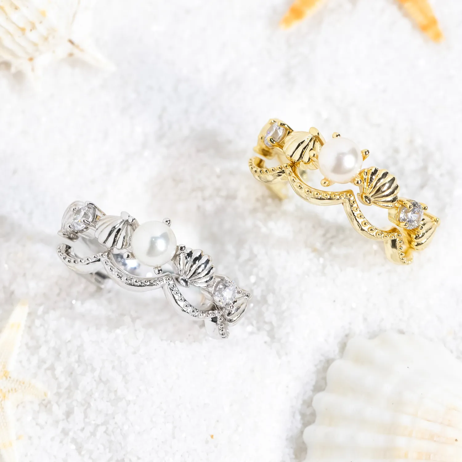 Pearl Lagoon Ring Set (Yellow Gold)