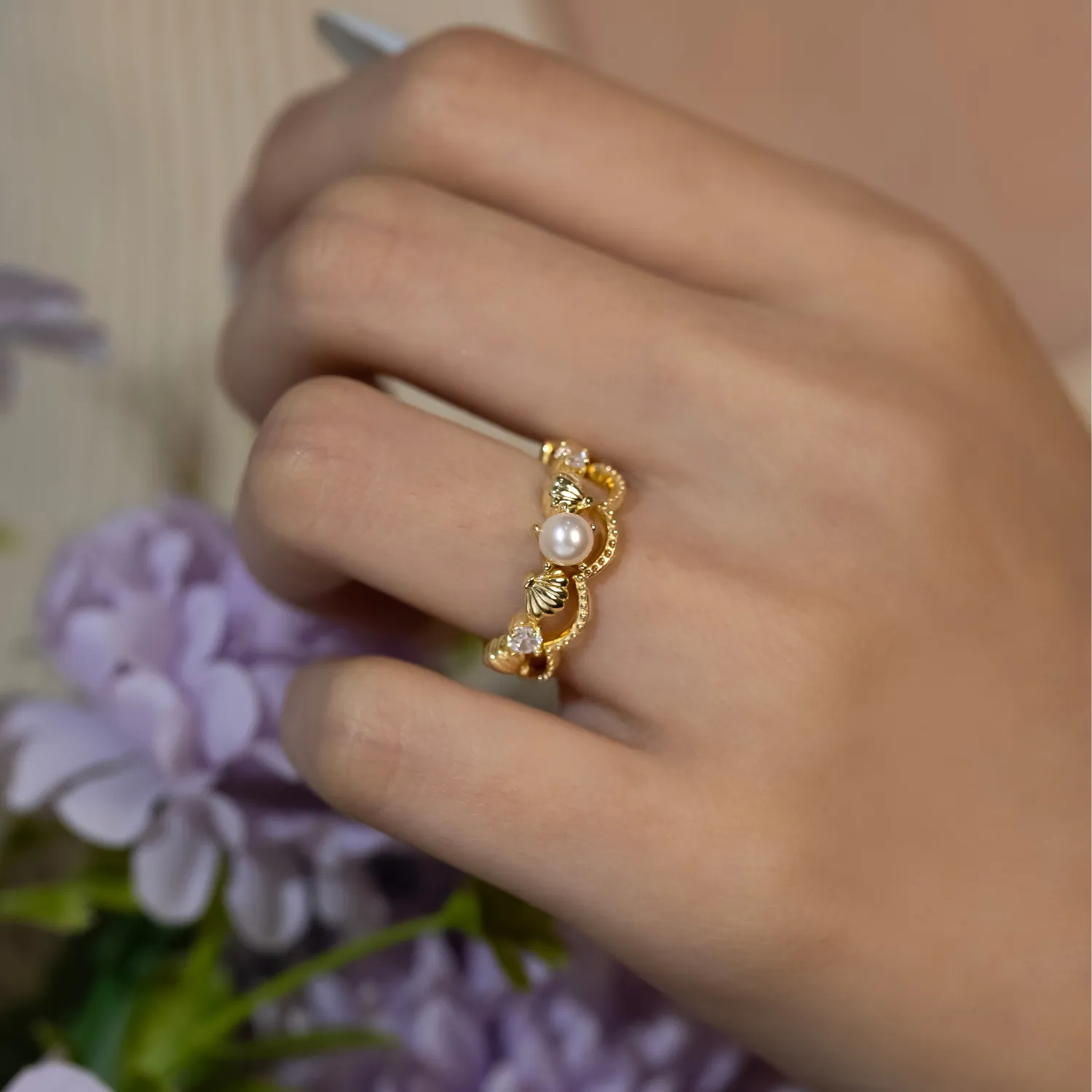 Pearl Lagoon Ring Set (Yellow Gold)