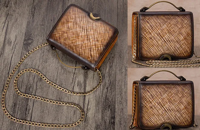 Small Women's Leather Crossbody Satchel Bag Purse Shoulder Handbags for Women