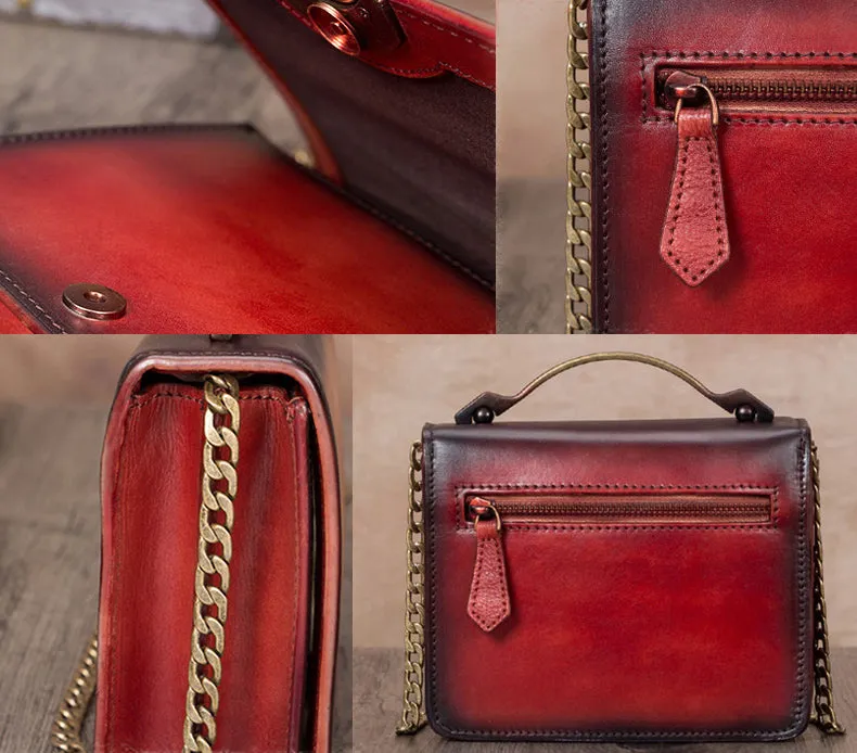 Small Women's Leather Crossbody Satchel Bag Purse Shoulder Handbags for Women