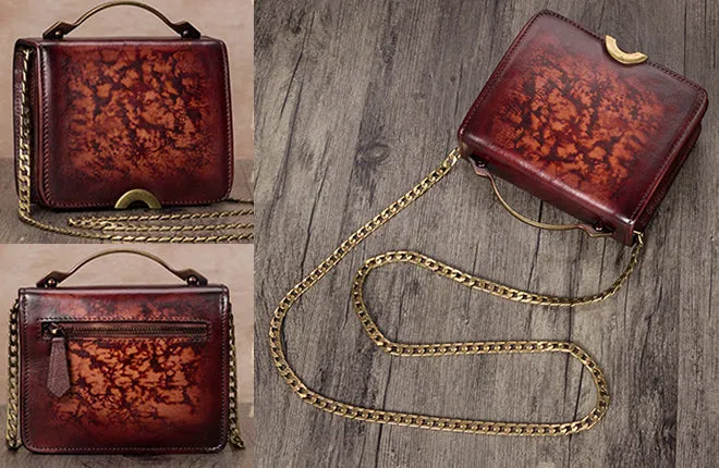 Small Women's Leather Crossbody Satchel Bag Purse Shoulder Handbags for Women