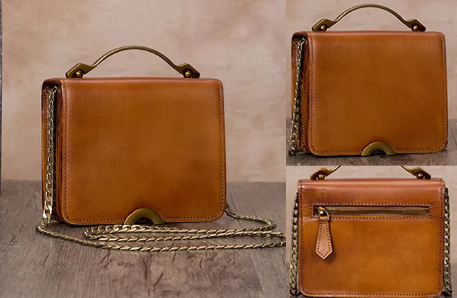 Small Women's Leather Crossbody Satchel Bag Purse Shoulder Handbags for Women