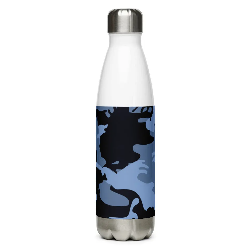 Stainless Steel Navy Blue and Light Blue Camouflage Water Bottle