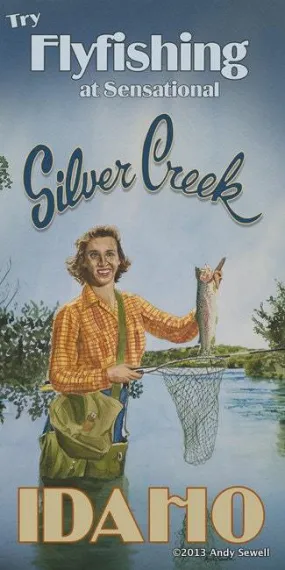 Vintage Look Fly Fishing Pin-Up Poster/Print "Fish Silverceek" from Original watercolor