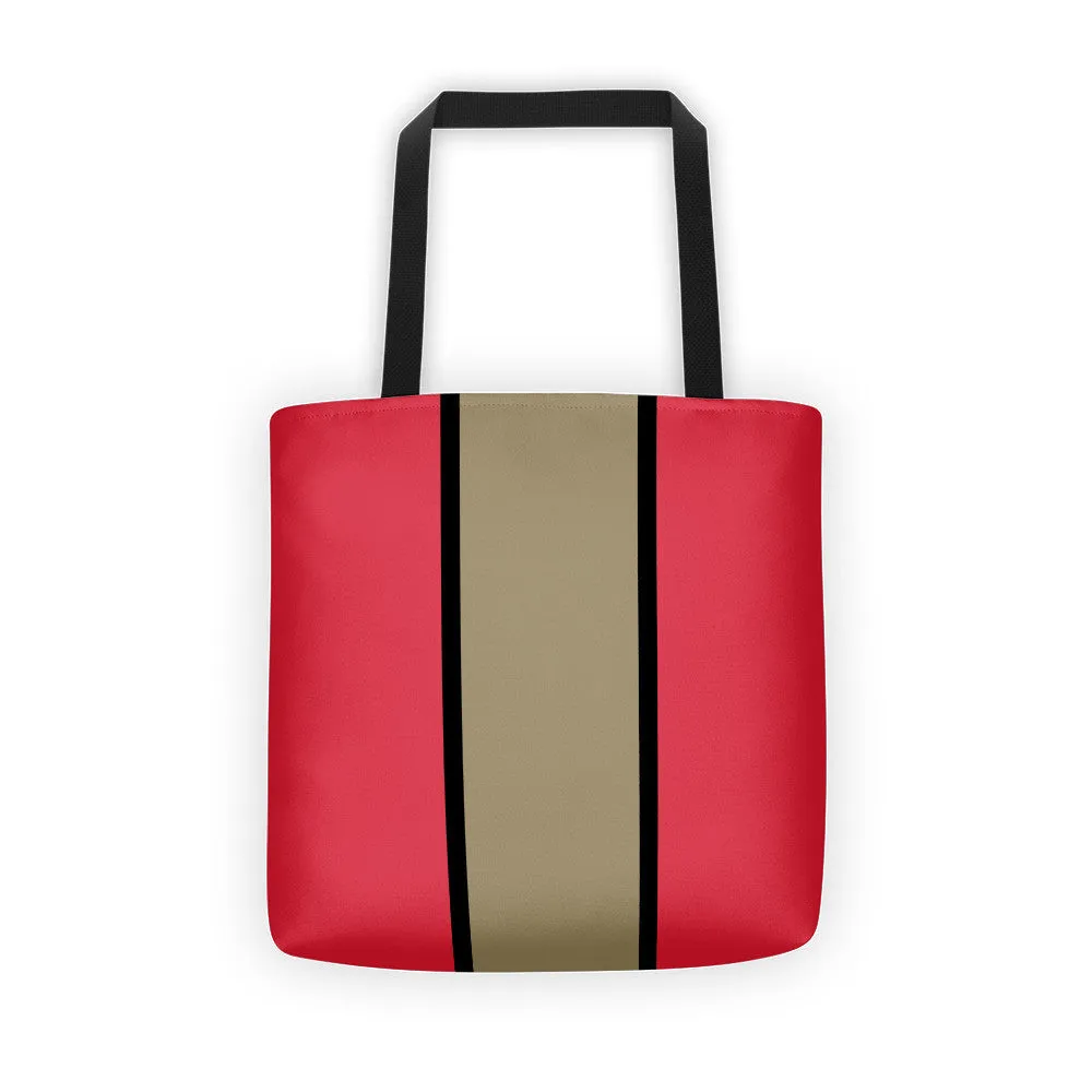 Windrush Red, Tan & Black Tote Bag by Robert Bowen