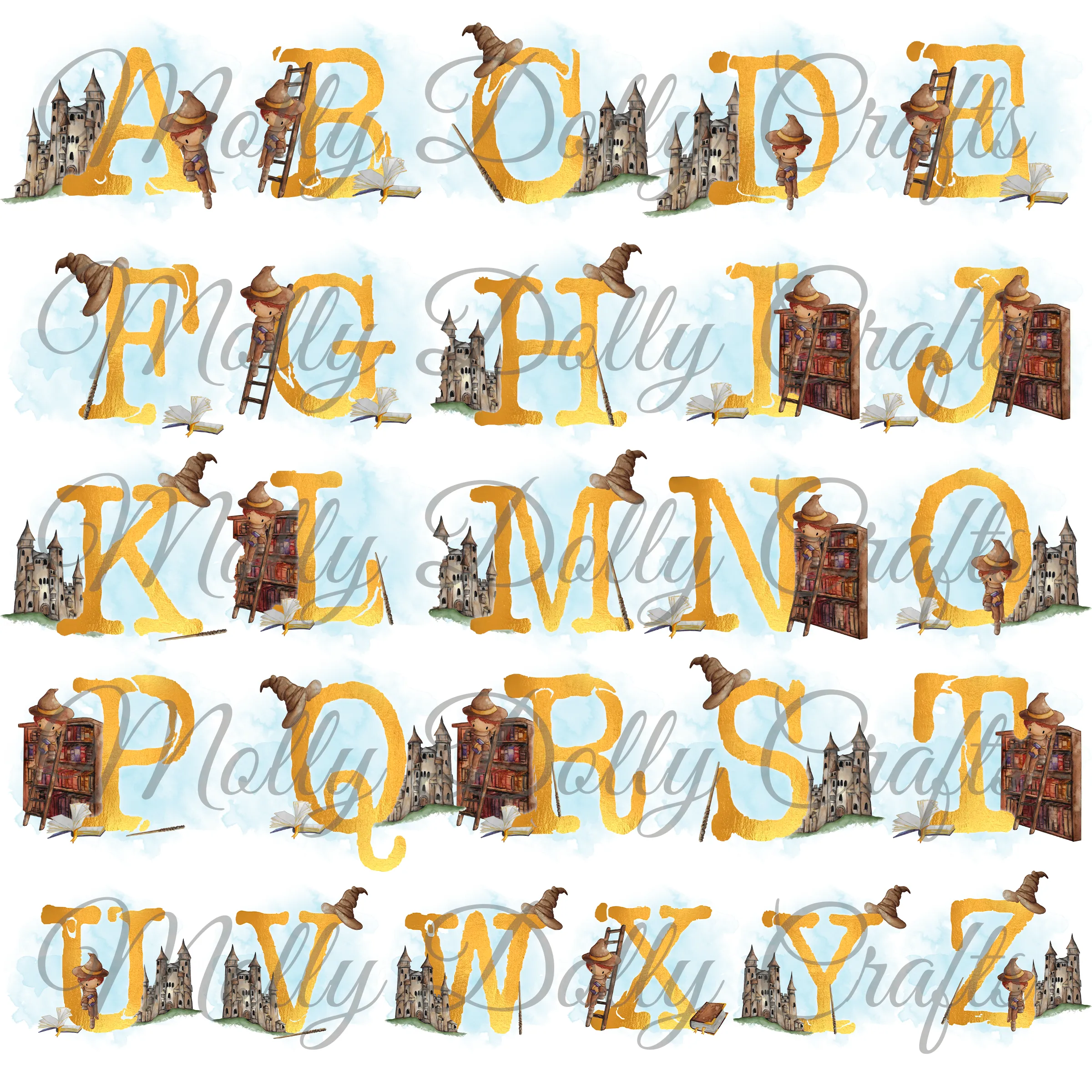 Wizard Alphabet Personalised Aluminium Straw Water Bottle 650ml