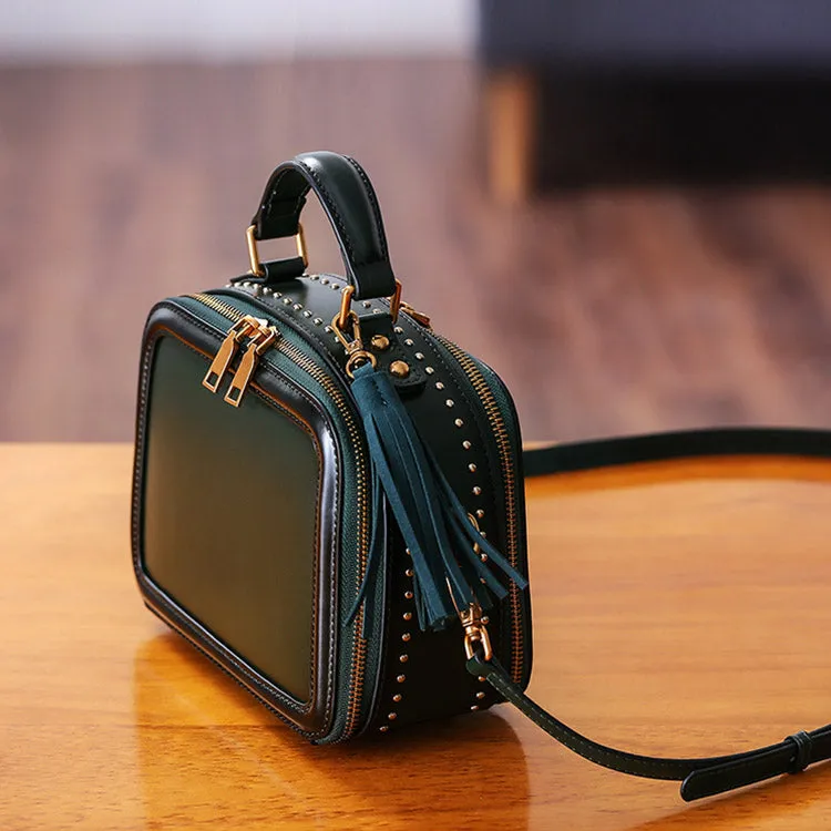 Women Genuine Leather Crossbody Bags Cube Bag Shoulder Bag Purses